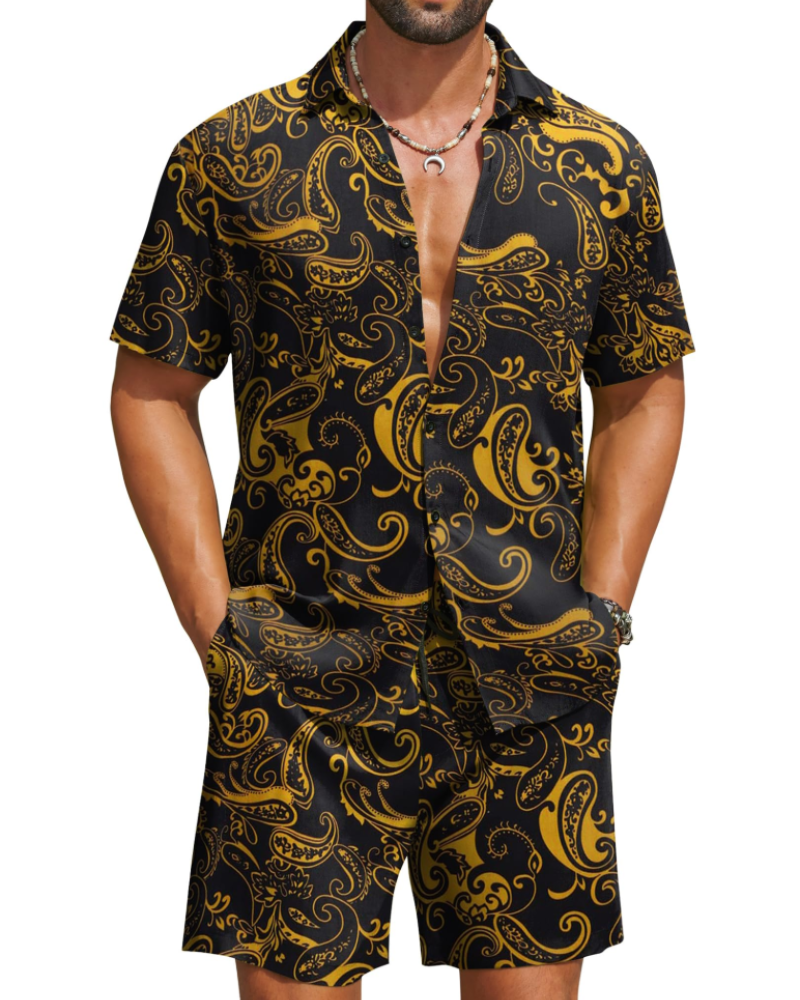 Mason Men's Hawaiian Set – Tropical Floral Shirt & Shorts Summer Outfit