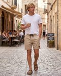 Lucas Men's Chino Shorts – Stretch Cotton Drawstring Summer Shorts with Pockets