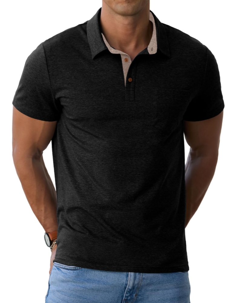 James Men's Cotton Polo Shirt – Breathable Short Sleeve Golf Polo with Pocket