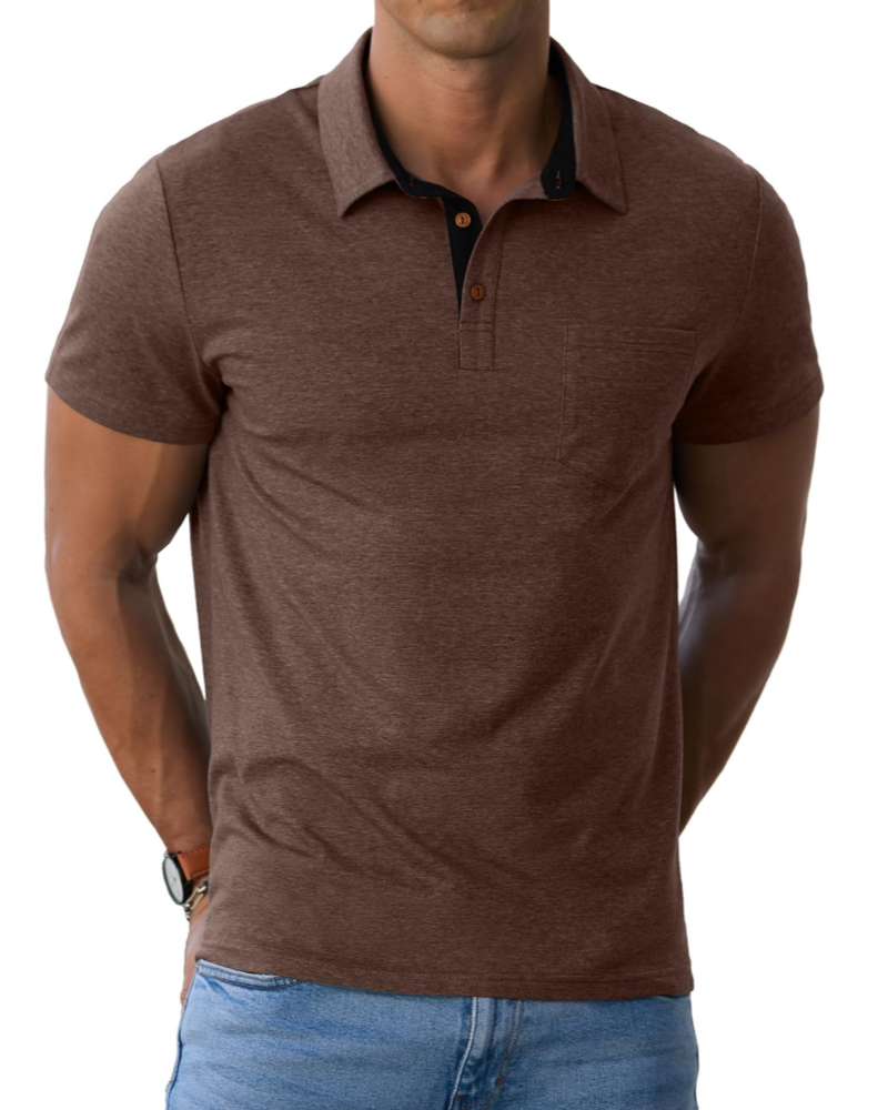 James Men's Cotton Polo Shirt – Breathable Short Sleeve Golf Polo with Pocket