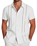 Marco Men's Cuban Guayabera Shirt – Short Sleeve Button Down Beach Linen Shirt