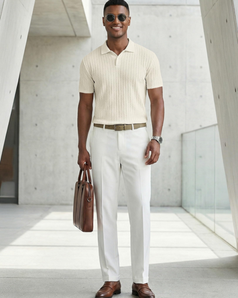 Oliver Men's Knit Polo Shirt – Vintage Stretch Summer Golf & Vacation Polo