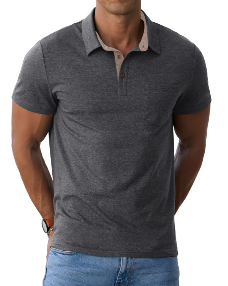 James Men's Cotton Polo Shirt – Breathable Short Sleeve Golf Polo with Pocket
