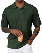 Henry Men's Knit Polo Shirt – Textured Short Sleeve Summer Golf Polo