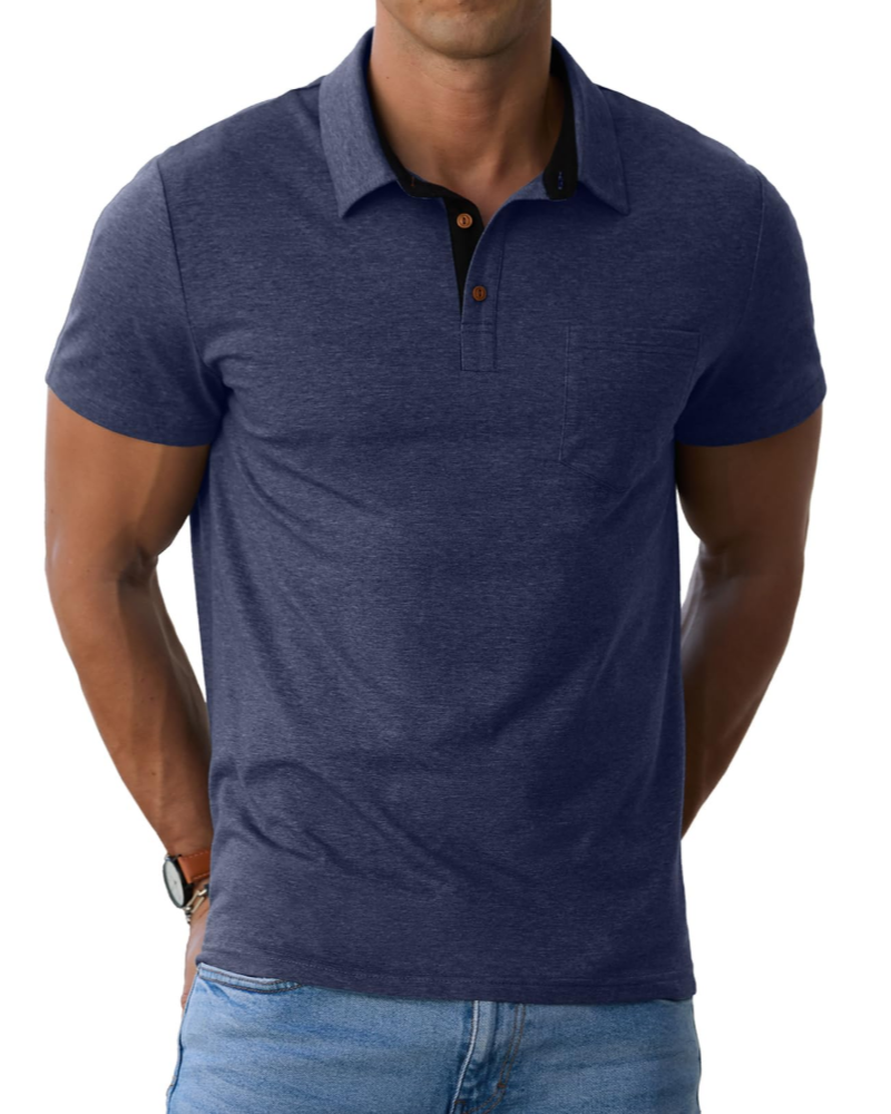 James Men's Cotton Polo Shirt – Breathable Short Sleeve Golf Polo with Pocket