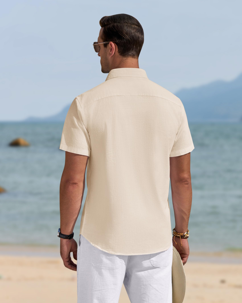 Graham Men's Linen Shirt – Cotton Blend Button Down Casual Summer Shirt
