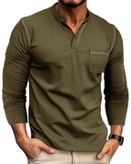Owen Men's Henley T-Shirt – Cotton Long Sleeve Button Casual Top