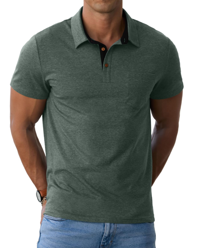 James Men's Cotton Polo Shirt – Breathable Short Sleeve Golf Polo with Pocket