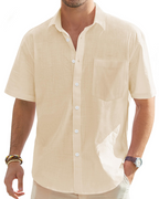 Graham Men's Linen Shirt – Cotton Blend Button Down Casual Summer Shirt