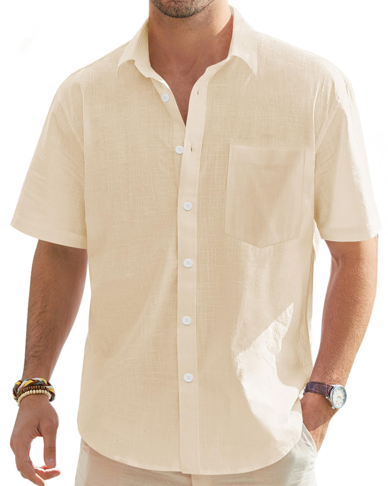 Graham Men's Linen Shirt – Cotton Blend Button Down Casual Summer Shirt