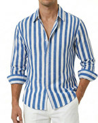 Declan Men's Striped Shirt – Long Sleeve Button Down Casual Beach Shirt