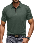 James Men's Cotton Polo Shirt – Breathable Short Sleeve Golf Polo with Pocket
