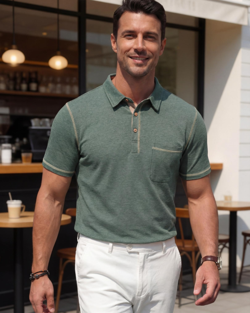 Ryan Men's Cotton Polo Shirt – Lightweight Short Sleeve Golf Polo with Pocket
