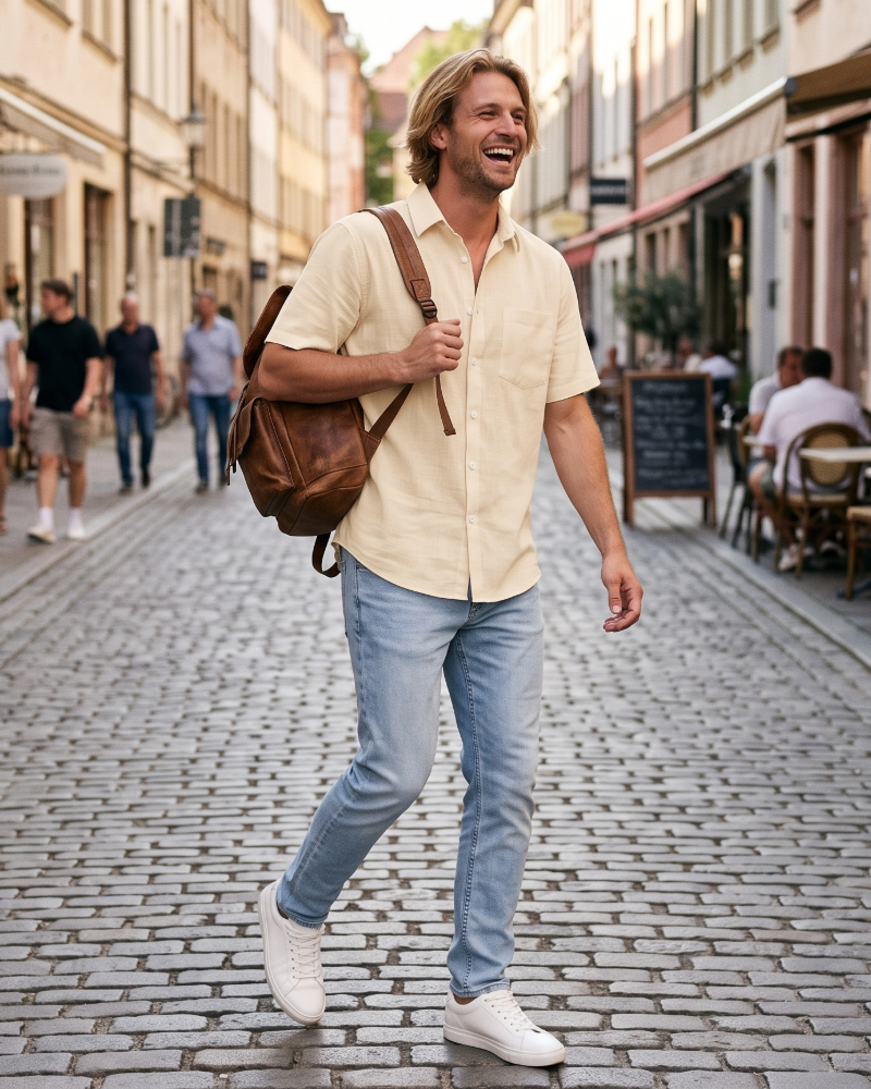 Graham Men's Linen Shirt – Cotton Blend Button Down Casual Summer Shirt