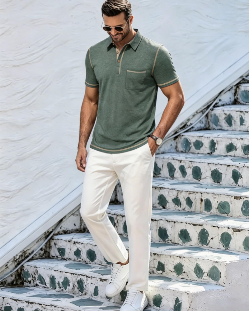 Ryan Men's Cotton Polo Shirt – Lightweight Short Sleeve Golf Polo with Pocket