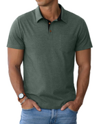 James Men's Cotton Polo Shirt – Breathable Short Sleeve Golf Polo with Pocket