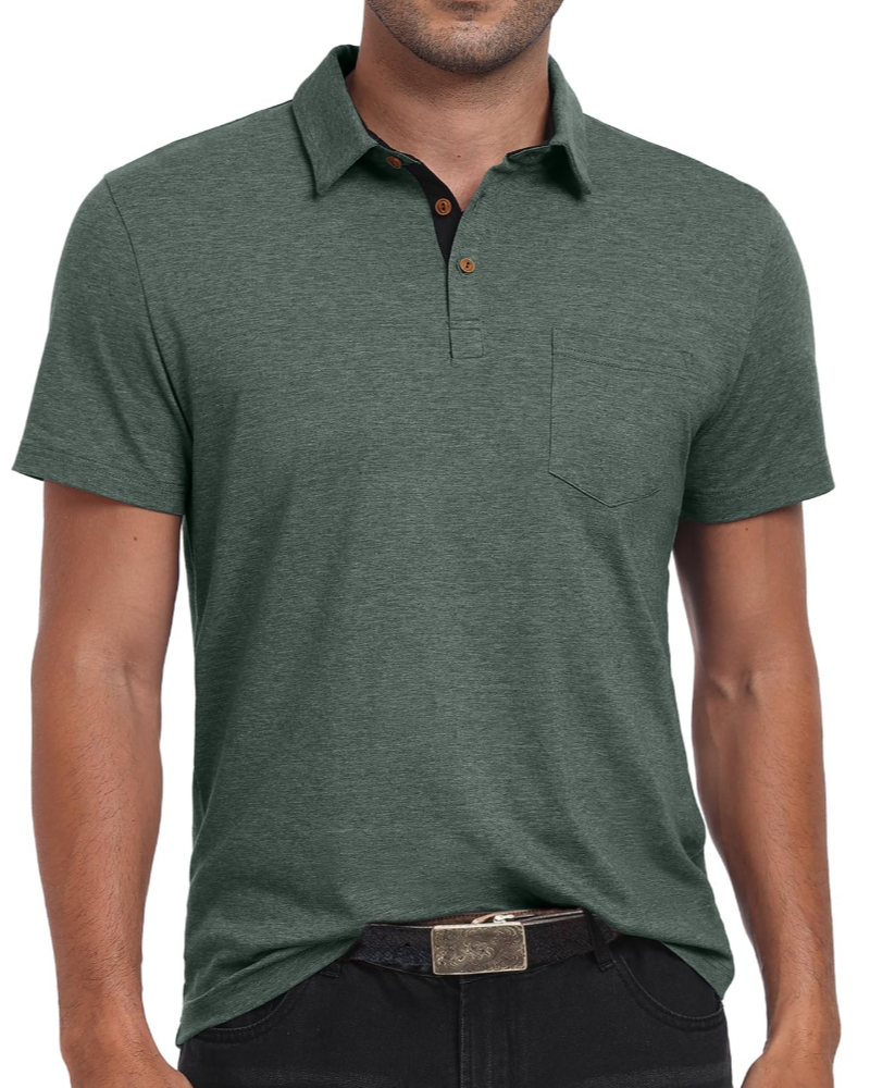James Men's Cotton Polo Shirt – Breathable Short Sleeve Golf Polo with Pocket