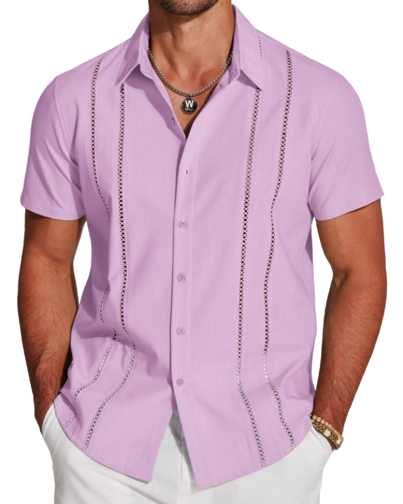 Marco Men's Cuban Guayabera Shirt – Short Sleeve Button Down Beach Linen Shirt