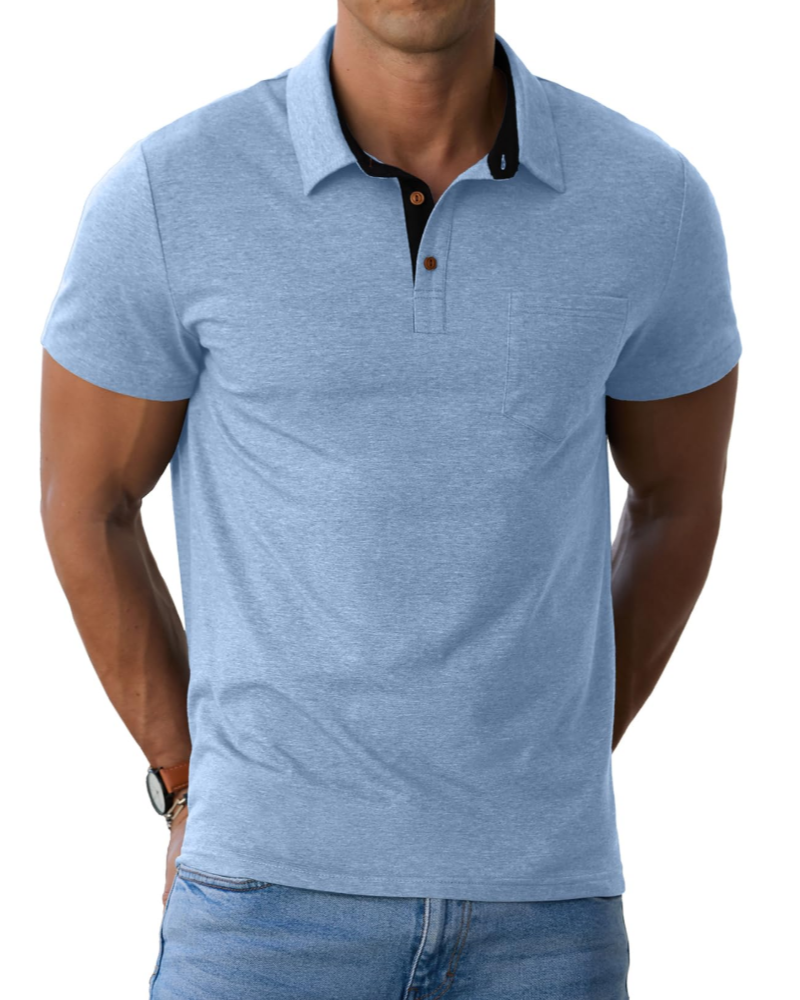 James Men's Cotton Polo Shirt – Breathable Short Sleeve Golf Polo with Pocket
