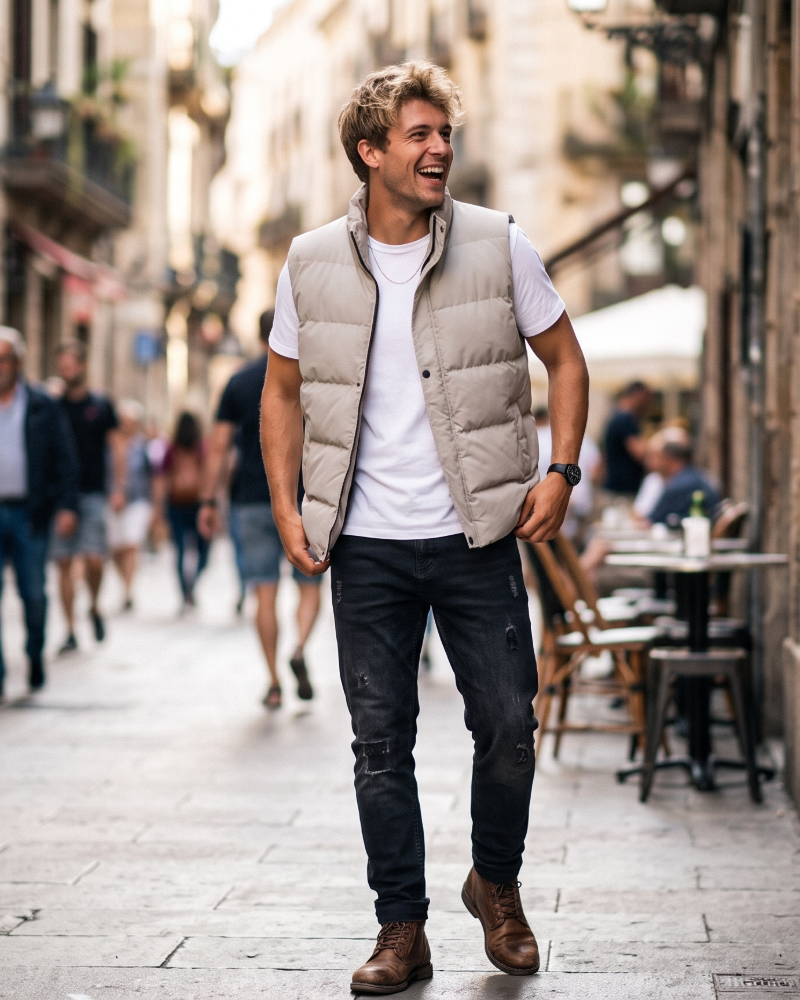 Nathan Men's Quilted Gilet – Lightweight Zip-Up Bodywarmer for Smart Casual Wear