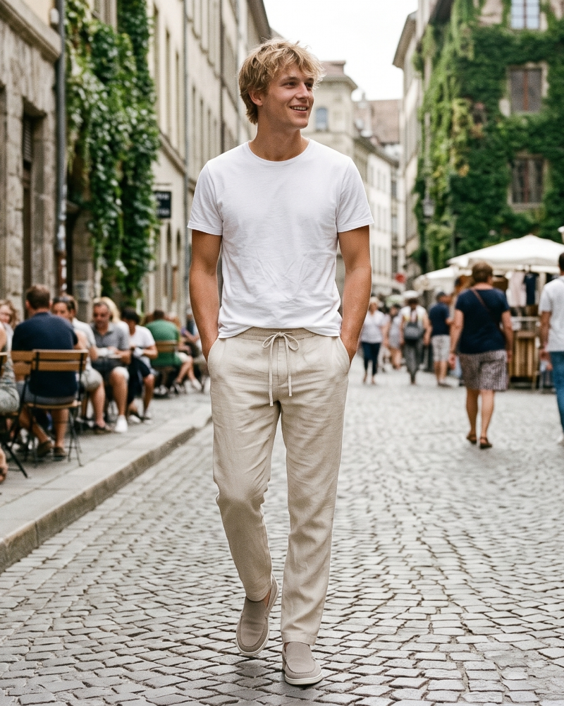 Sien Men’s Wide Leg Trousers – Lightweight Casual Pants for Warm Weather
