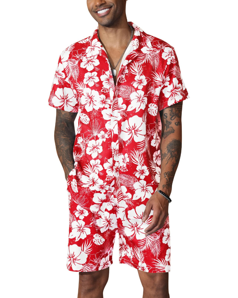 Noah Men's Hawaiian Shirt Set – Floral Short Sleeve Shirt & Beach Shorts Co-Ord