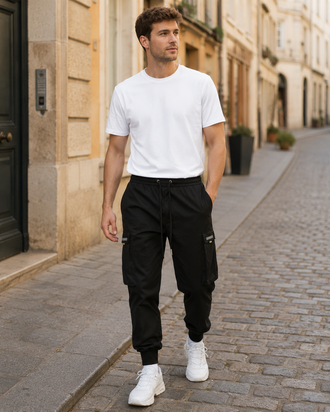Davis Men’s Cargo Joggers – Stretch Utility Trousers with Elastic Cuffs & Pockets