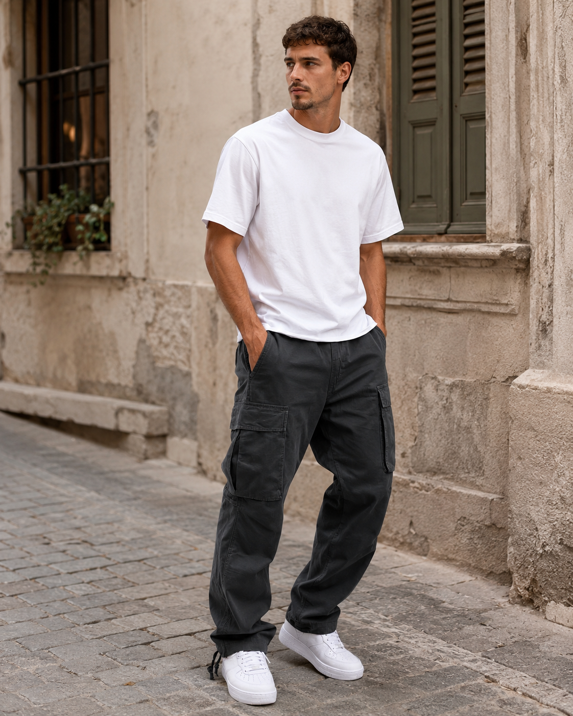 Tristan Men’s Cargo Trousers – Relaxed Fit Cotton Utility Pants with Cargo Pockets