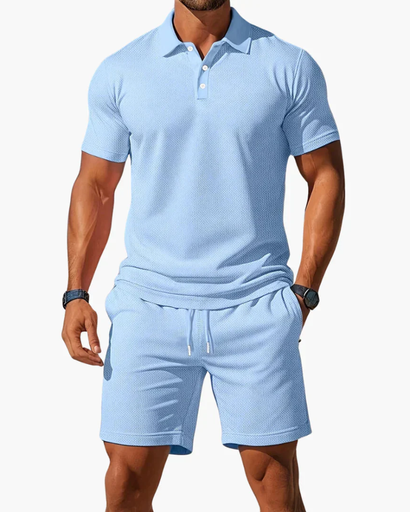 Liam Men's 2 Piece Polo Set – Short Sleeve Shirt & Shorts Summer Casual Outfit