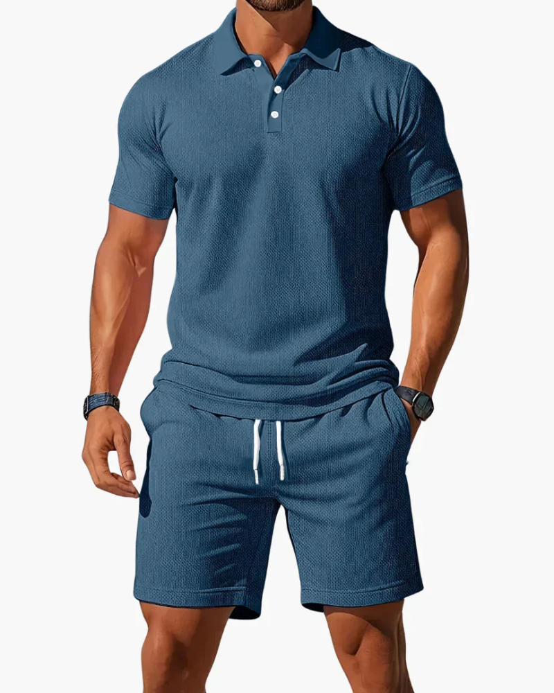 Liam Men's 2 Piece Polo Set – Short Sleeve Shirt & Shorts Summer Casual Outfit