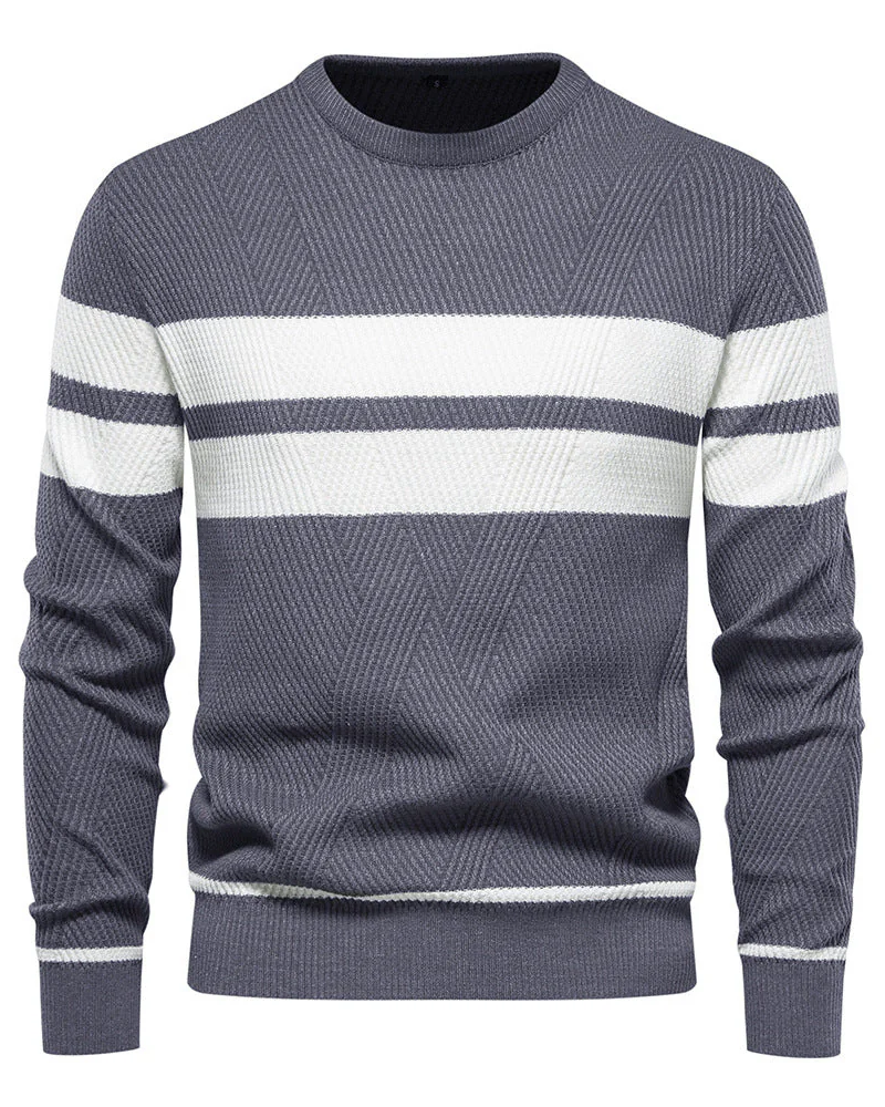 Ethan Men's Striped Sweater – Regular Fit Casual Knit Pullover for Everyday Style