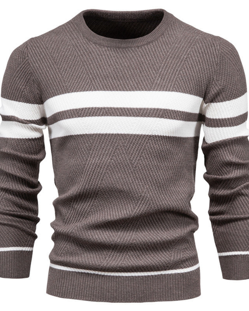 Ethan Men's Striped Sweater – Regular Fit Casual Knit Pullover for Everyday Style