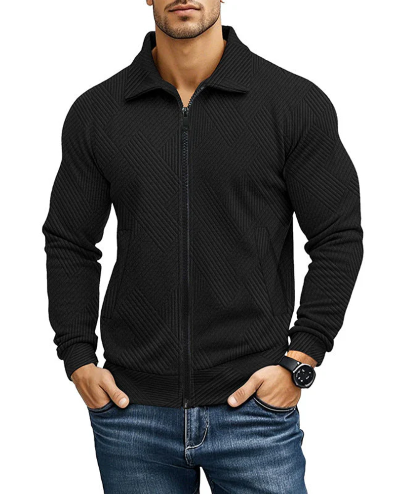 Daniel Men's Ribbed Zip Cardigan – Regular Fit Textured Sweater Vest for Casual Style