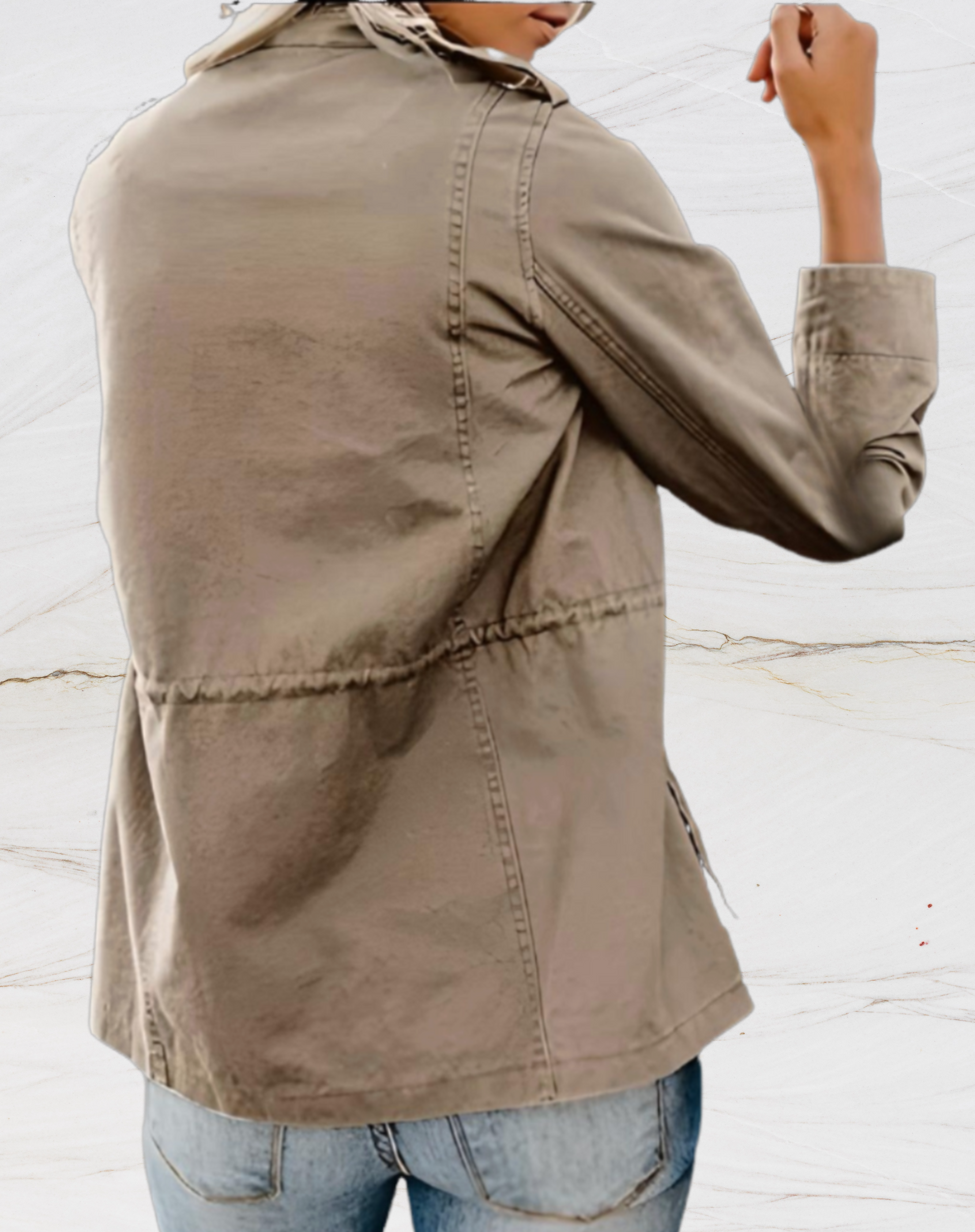 Nora Women’s Utility Jacket – Elegant Long Sleeve Jacket with Four Practical Pockets