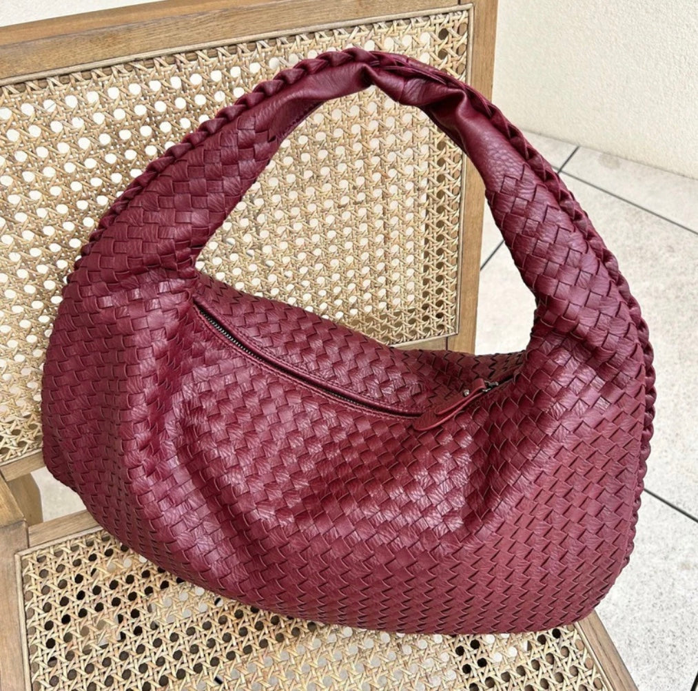 Noa Women’s Braided Handbag – Large Vegan Leather Tote Bag with Zip Closure