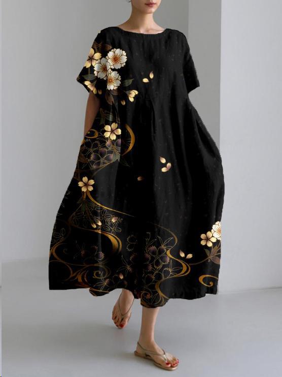 Sareno Women’s Floral Midi Dress – Lightweight Summer Dress with Flowy Elegant Fit