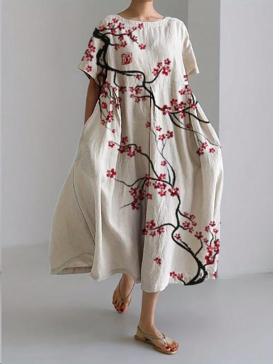 Sareno Women’s Floral Midi Dress – Lightweight Summer Dress with Flowy Elegant Fit