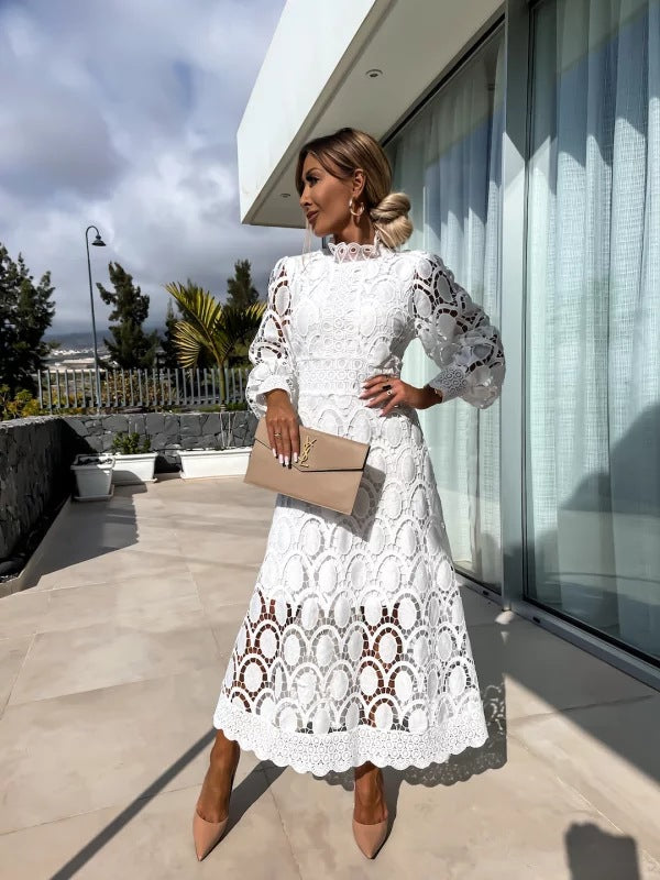 Celeste Women’s Lace Evening Dress – Elegant Long Sleeve Formal Party Dress
