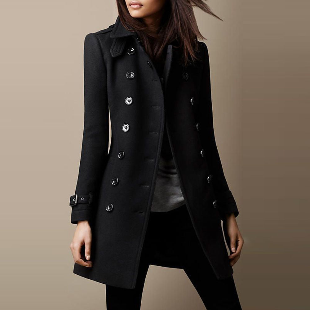 Lucille Women’s Wool Coat – Elegant Long Winter Coat with Tailored Chic Fit
