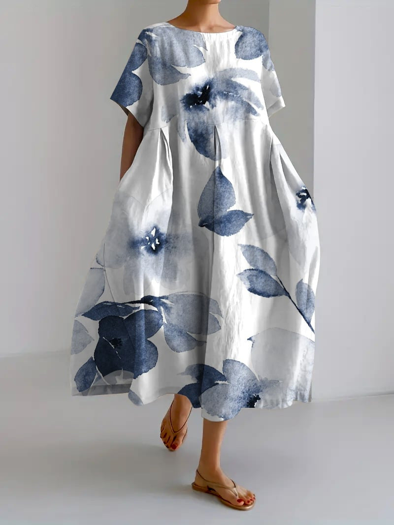 Sareno Women’s Floral Midi Dress – Lightweight Summer Dress with Flowy Elegant Fit
