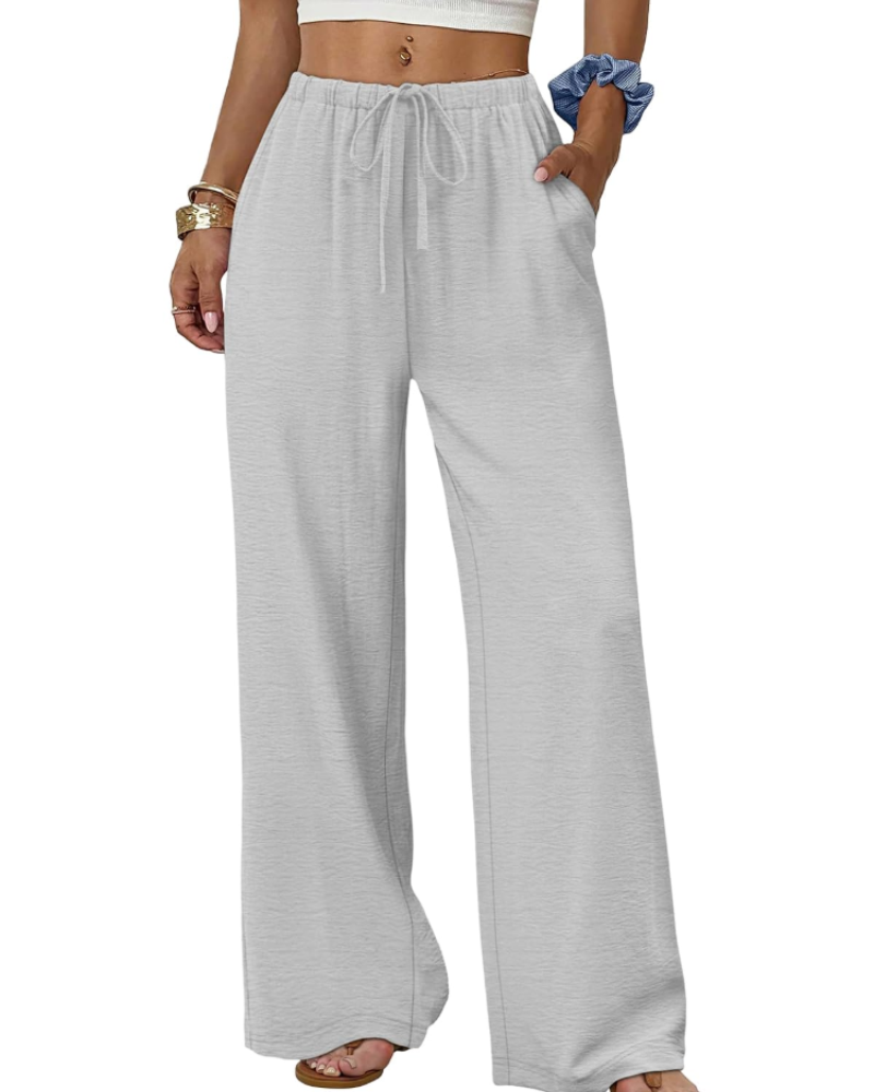 Claire Women’s Wide Leg Pants – Lightweight Drawstring Palazzo Trousers