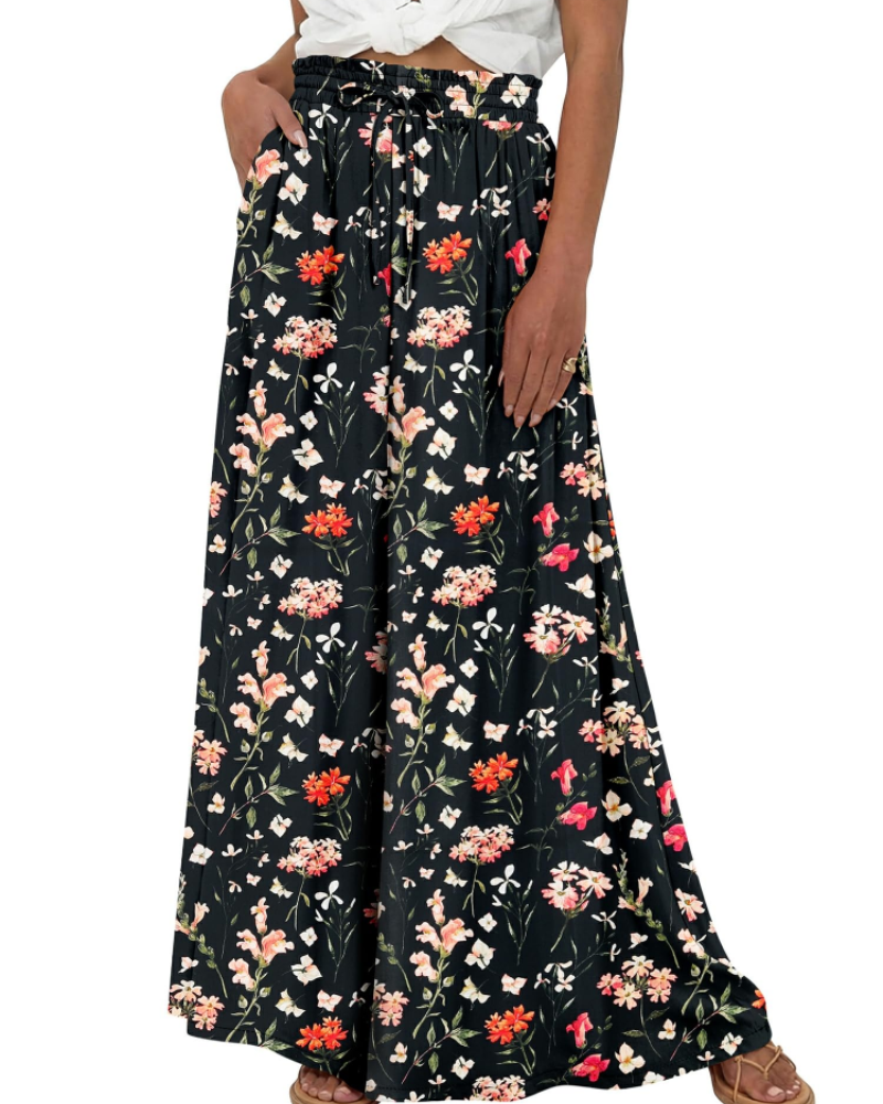 Layla Women’s Cotton Palazzo Pants – High Waist Wide Leg Drawstring Trousers