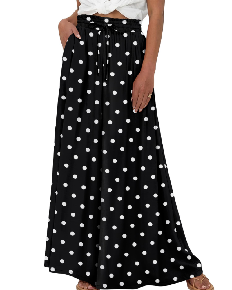 Layla Women’s Cotton Palazzo Pants – High Waist Wide Leg Drawstring Trousers