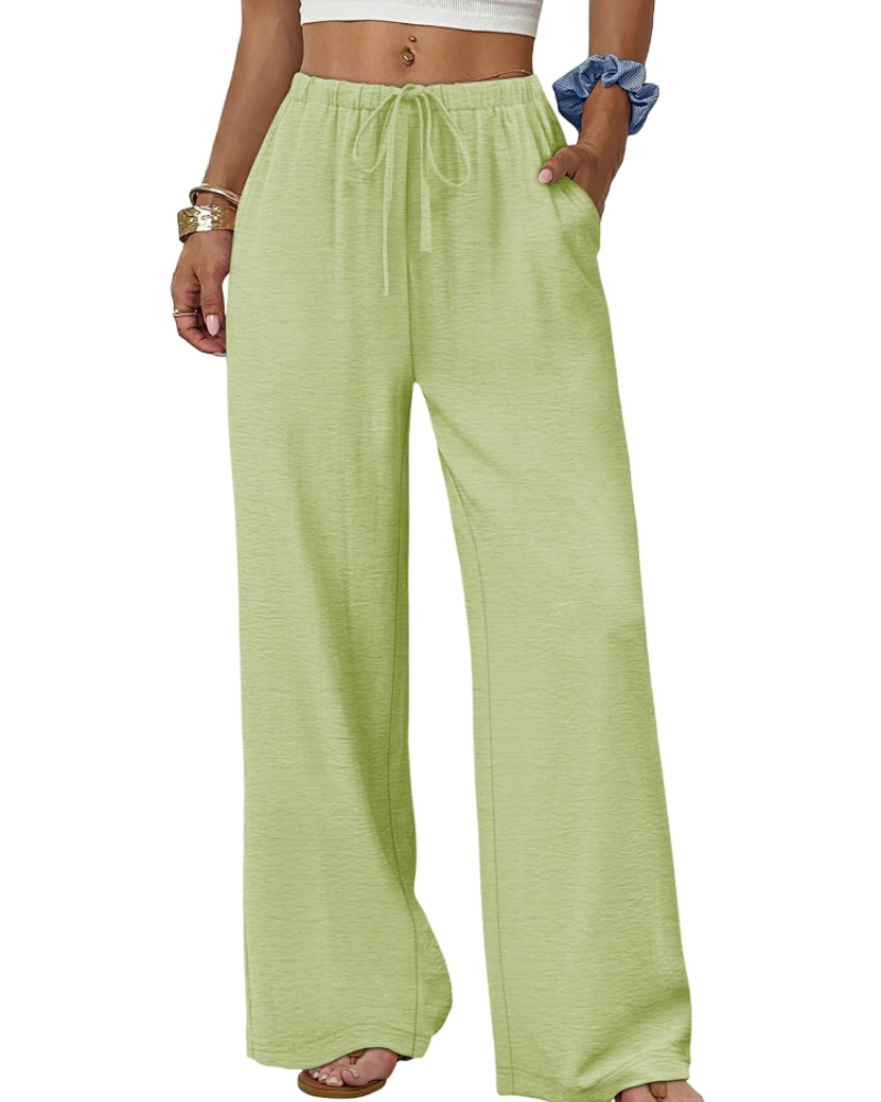 Claire Women’s Wide Leg Pants – Lightweight Drawstring Palazzo Trousers