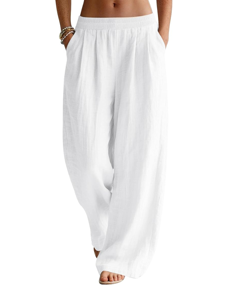Grace Women’s Linen Palazzo Pants – Wide Leg Summer Trousers with Pockets