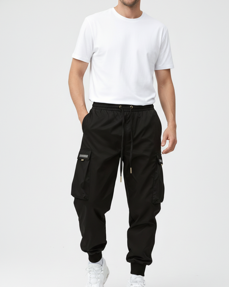 Davis Men’s Cargo Joggers – Stretch Utility Trousers with Elastic Cuffs & Pockets
