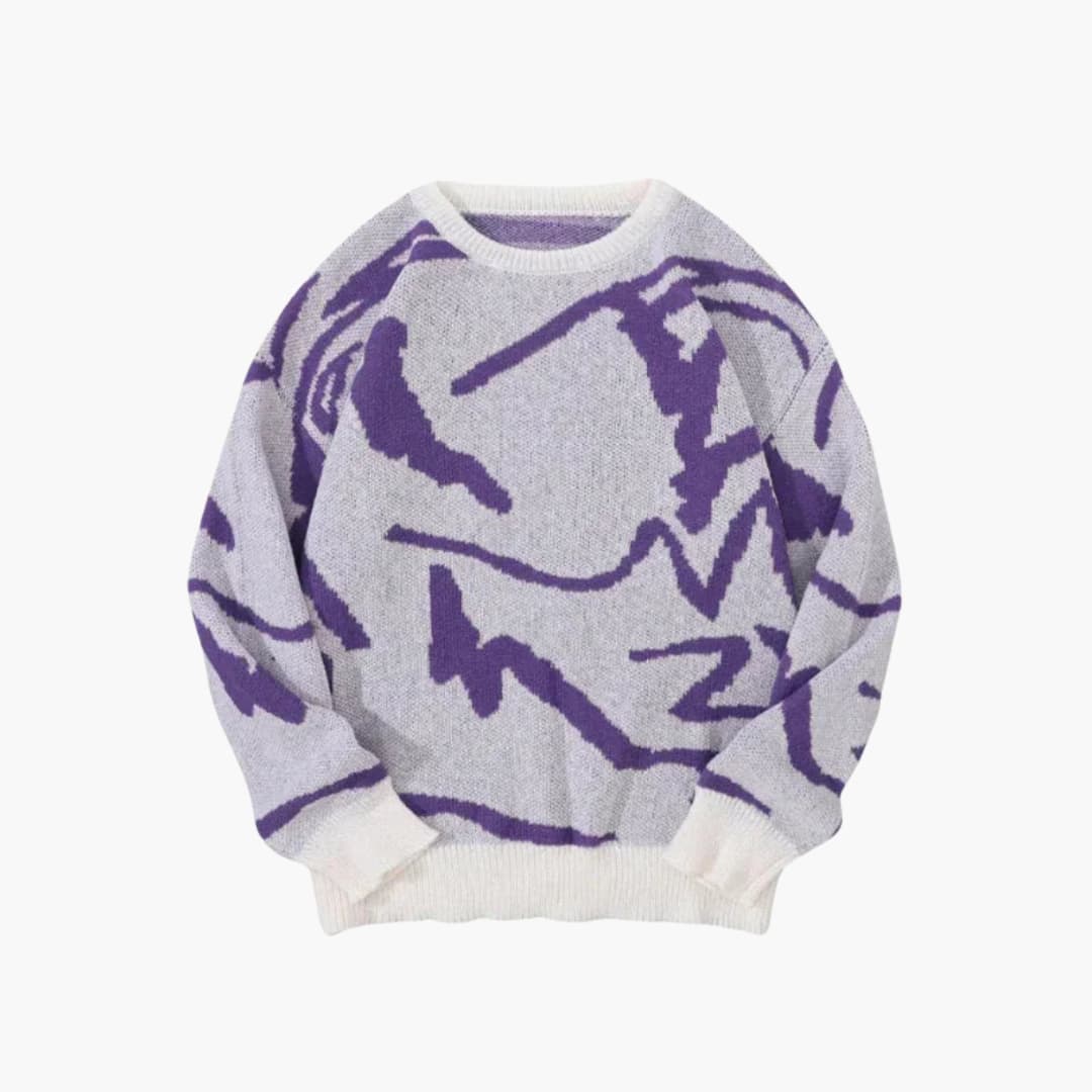 Carl Men’s Knit Jumper – Modern Abstract Sweater with Soft Warm Ribbed Fit