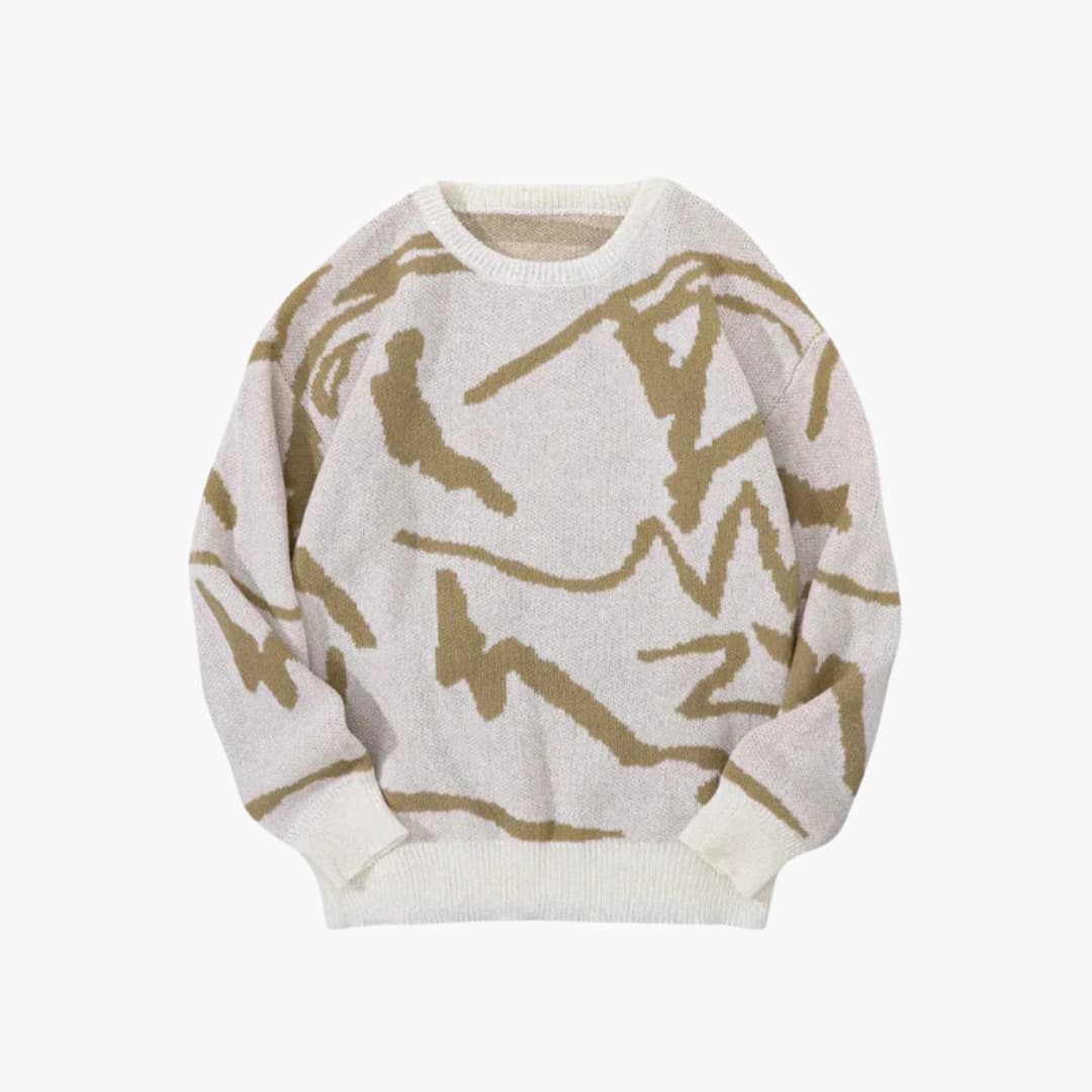 Carl Men’s Knit Jumper – Modern Abstract Sweater with Soft Warm Ribbed Fit