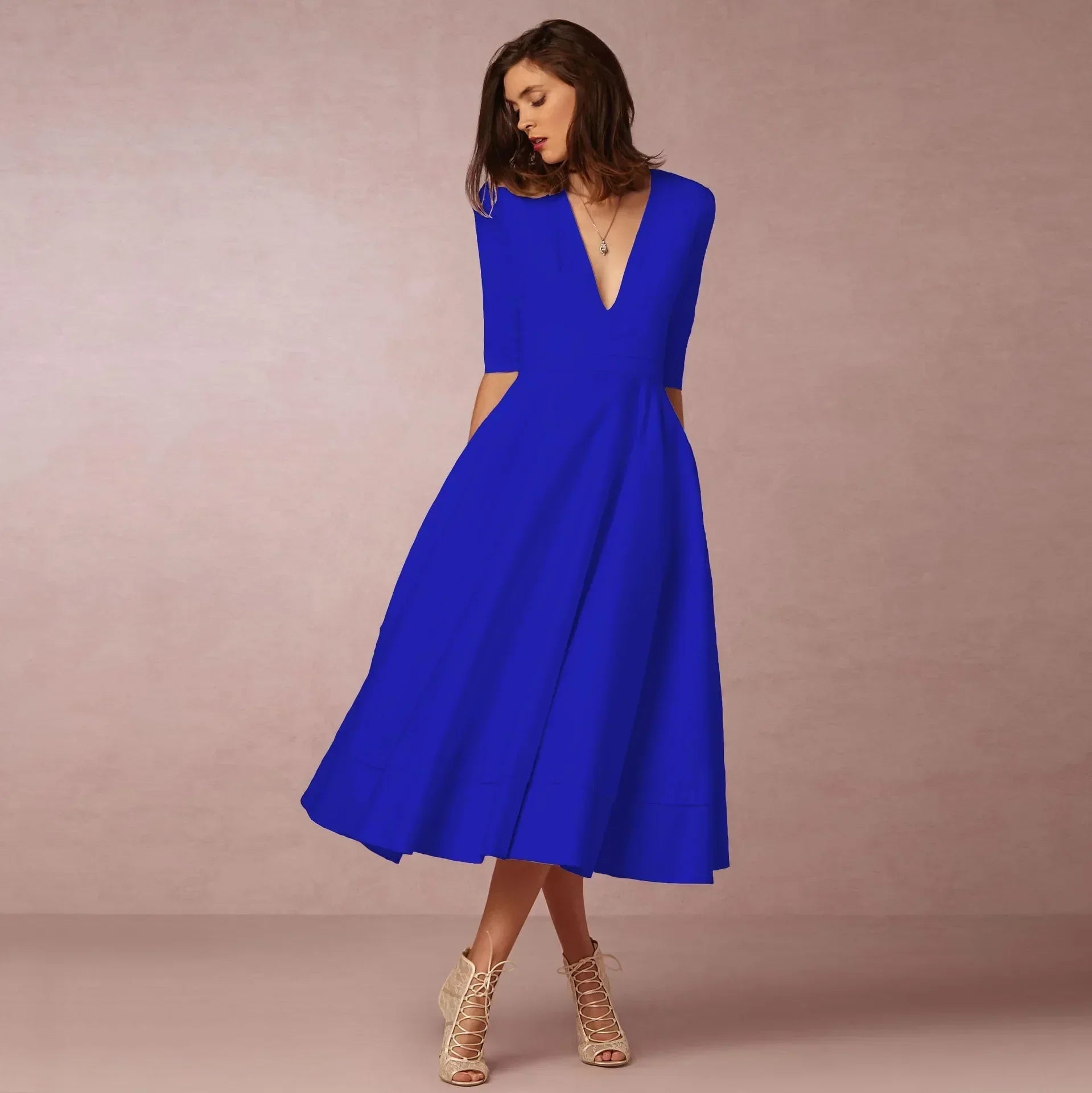 Ivy Women’s Midi Dress – Elegant Cotton Dress with Flattering Waist Fit