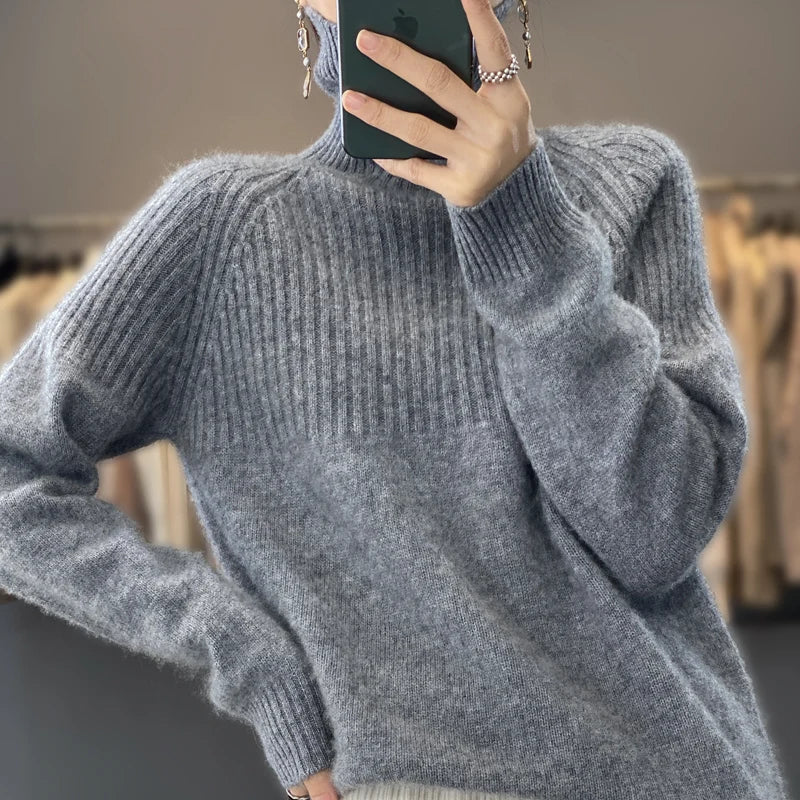 Luan Women’s Turtleneck Jumper – Soft Knit Winter Sweater with Relaxed Fit